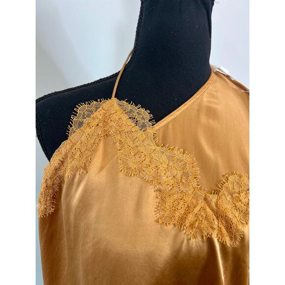 Cami NYC Racer Charmeuse Cami Tank Top in Butterscotch Medium Pullover Lace Trim - Picture 5 of 6